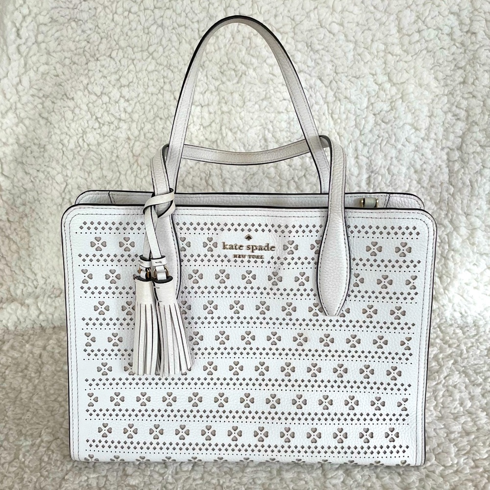 ♦️ Kate Spade Perforated Handbag, White